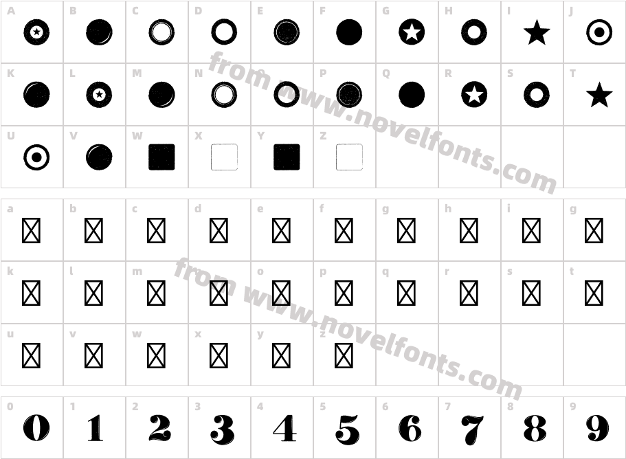 Dauber Hand Numerals RegularCharacter Map