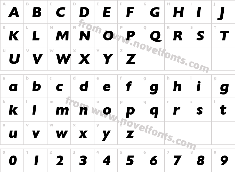 David Becker Extra Bold ItalicCharacter Map