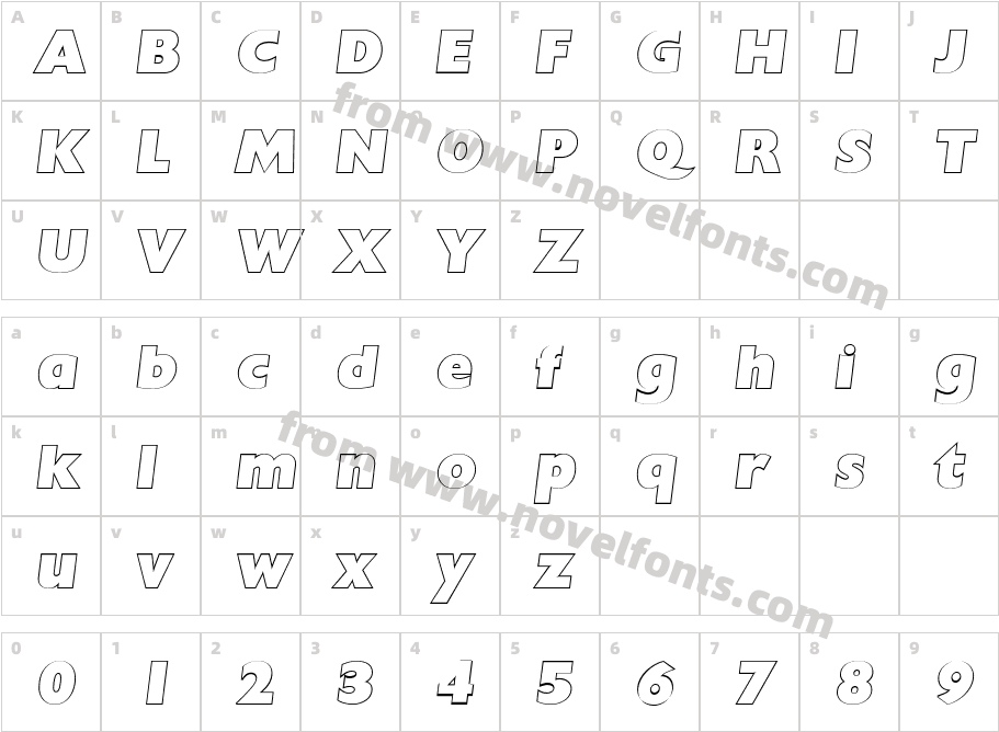 David Becker Outline Heavy ItalicCharacter Map