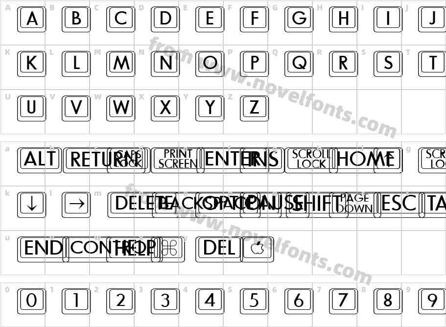 Davys Big Key Caps MediumCharacter Map