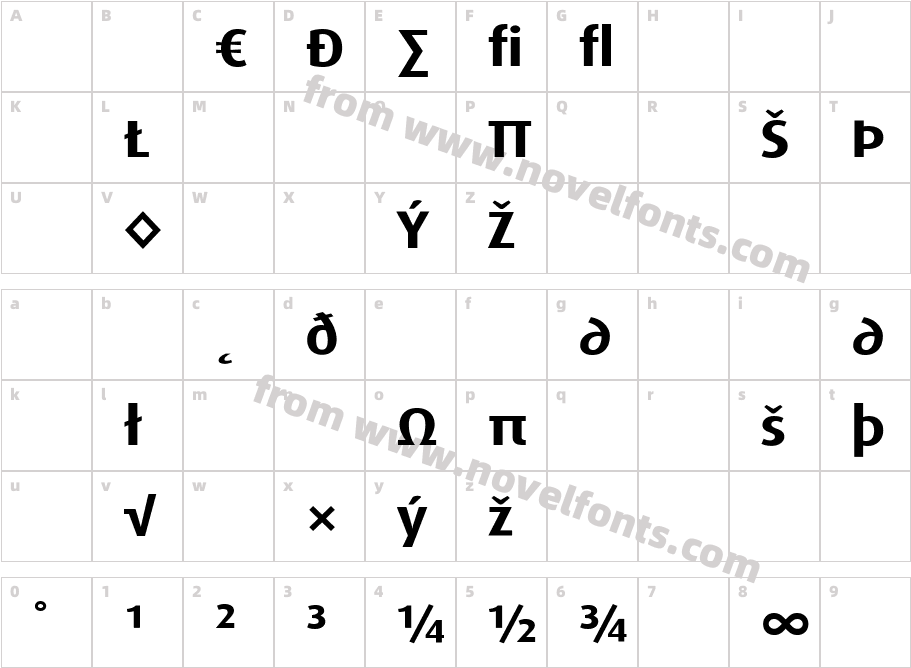 Dax Wide Bold ExpertCharacter Map