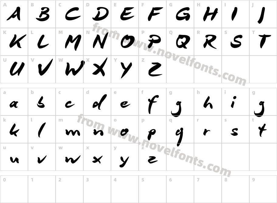 DeBorstelBrushReducedCharacter Map