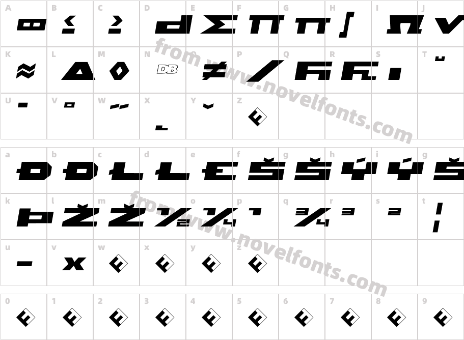 Beekman-SquareItalicExpertCharacter Map