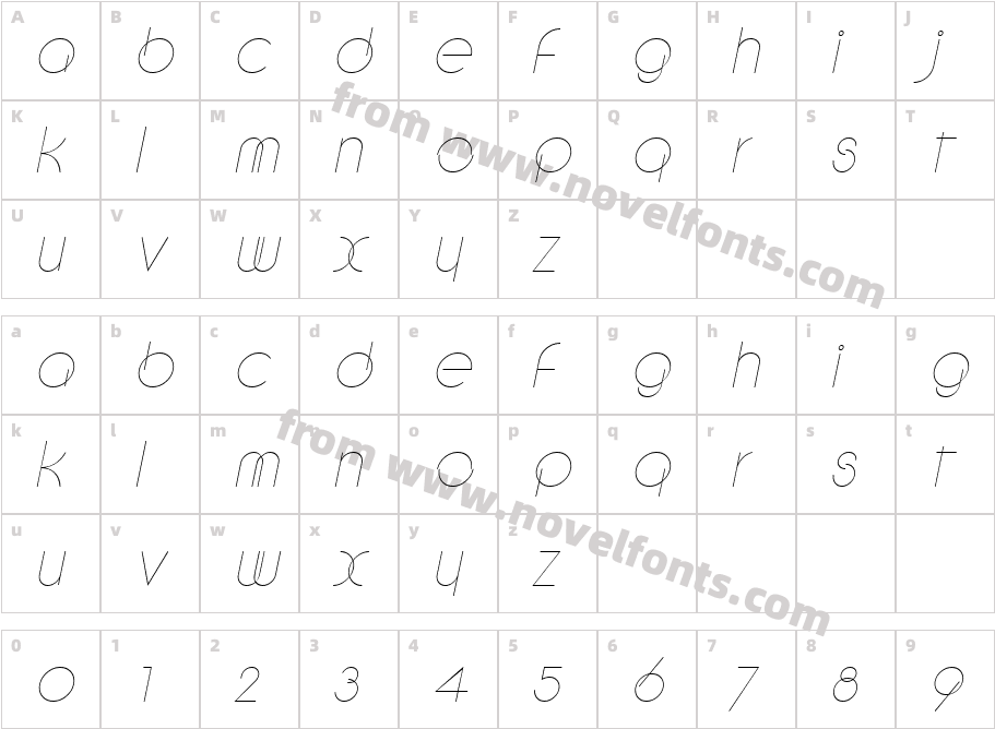 Debevic Circular ItalicCharacter Map