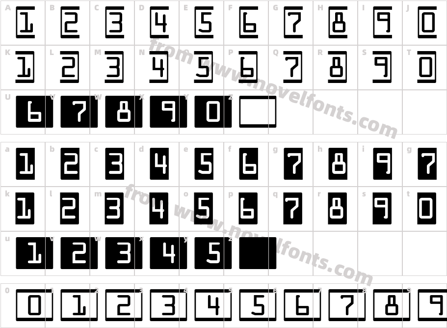 Deco Numbers LH OCRACharacter Map