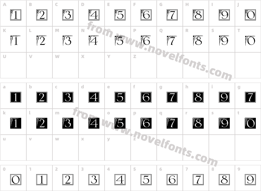 Deco Numbers LH SerlioCharacter Map