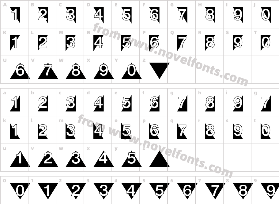 Deco Numbers LH TriangleCharacter Map