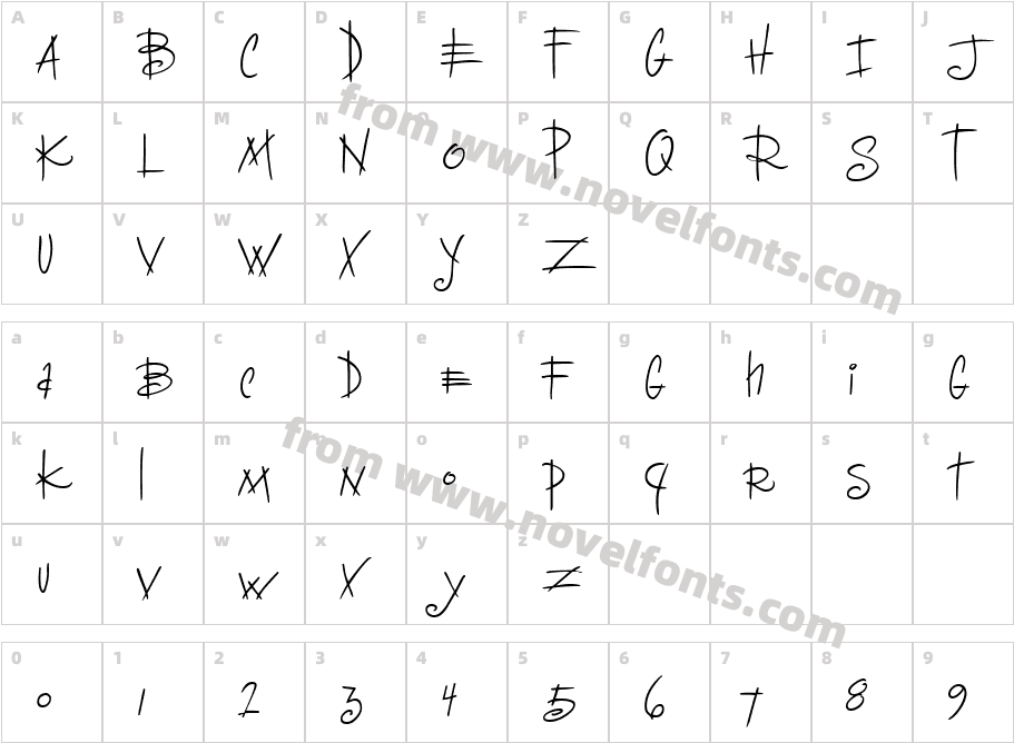 DeeliriousITC TTCharacter Map