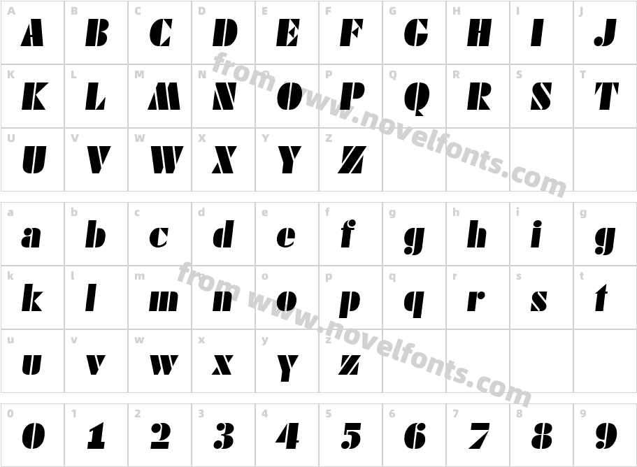 Deko Black Serial Regular ItalicCharacter Map