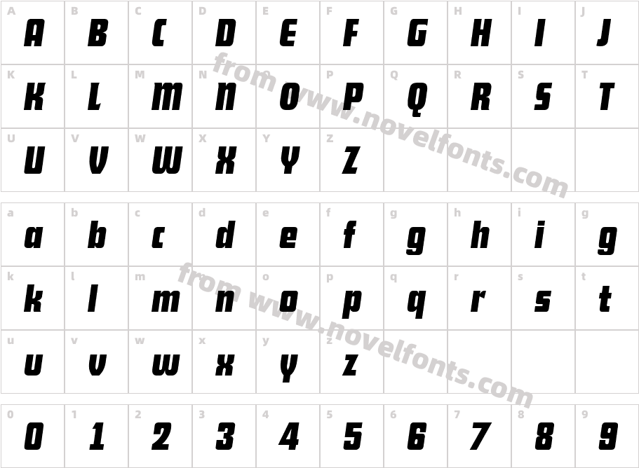 Deko Display Serial Bold ItalicCharacter Map