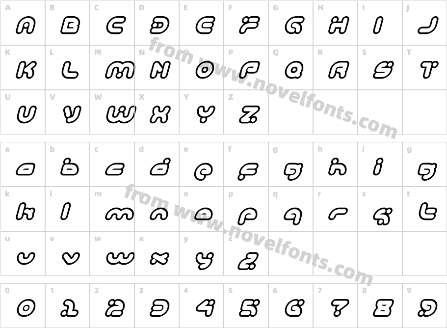 Delicious Outline ObliqueCharacter Map