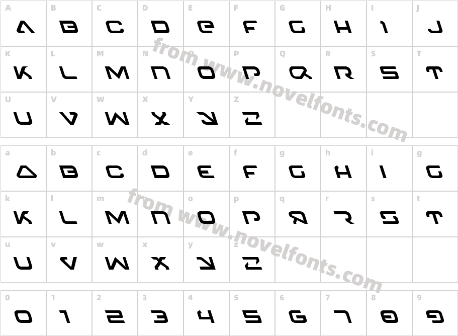 4114 Blaster LeftalicCharacter Map