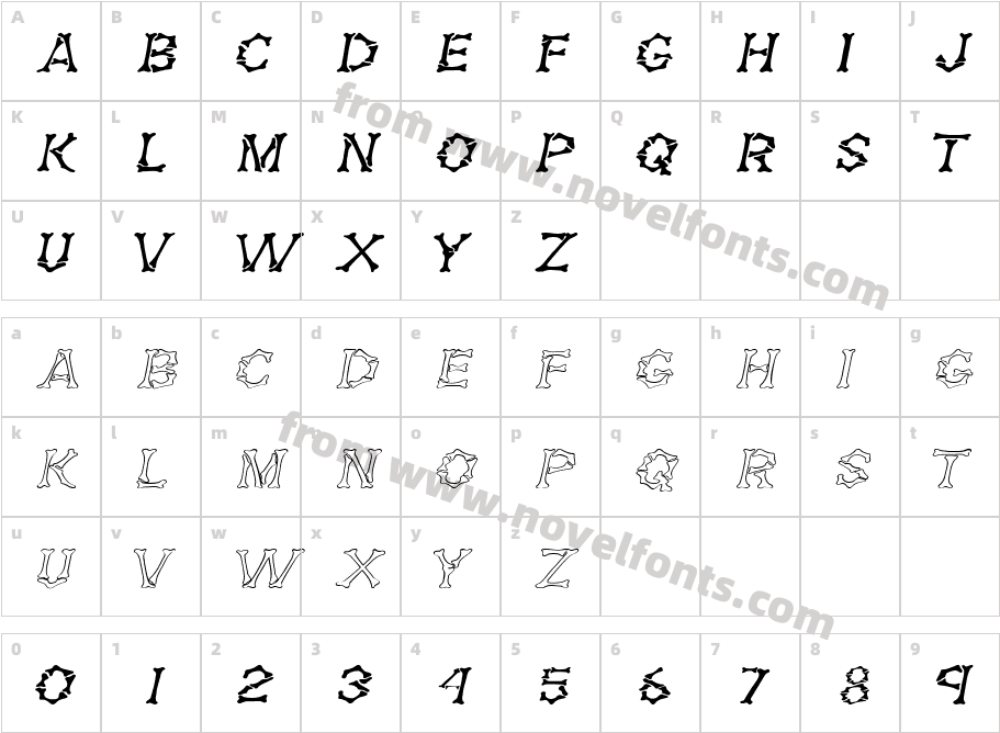 Dem Bones Extended ItalicSWFTECharacter Map