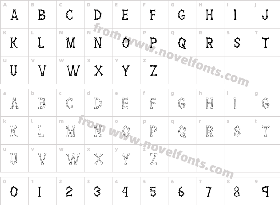 Dem Bones Regular SwfteCharacter Map