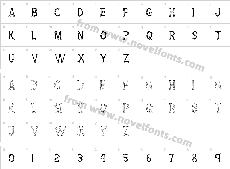 Dem Bones RegularSWFTECharacter Map