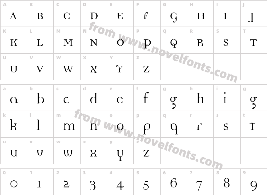 Democratica Regular MediumCharacter Map