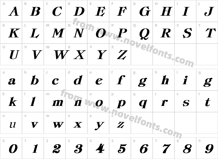 Denver Bold ItalicCharacter Map