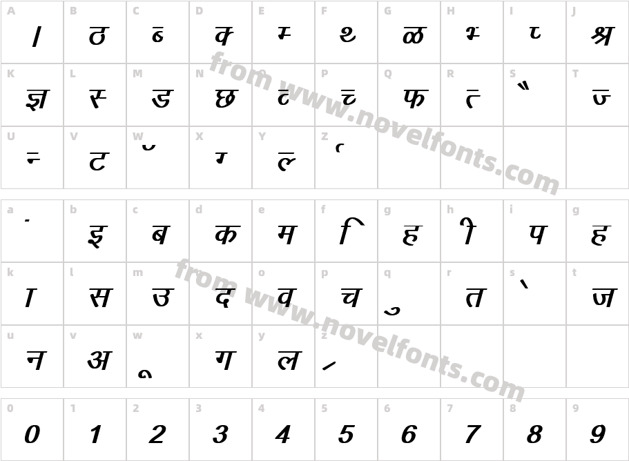 Dev Lys 010 Bold ItalicCharacter Map