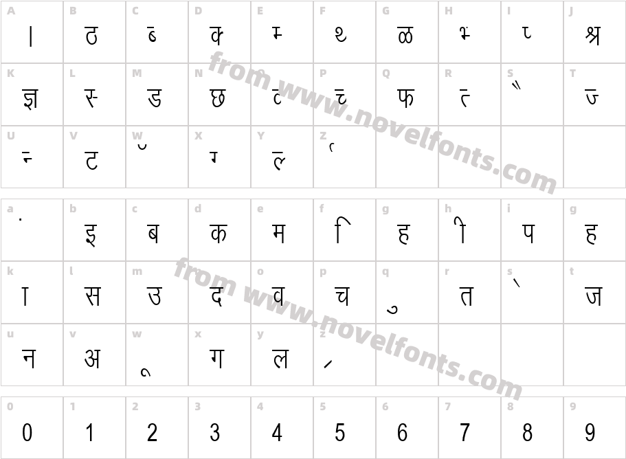 Dev Lys 010 CondensedCharacter Map