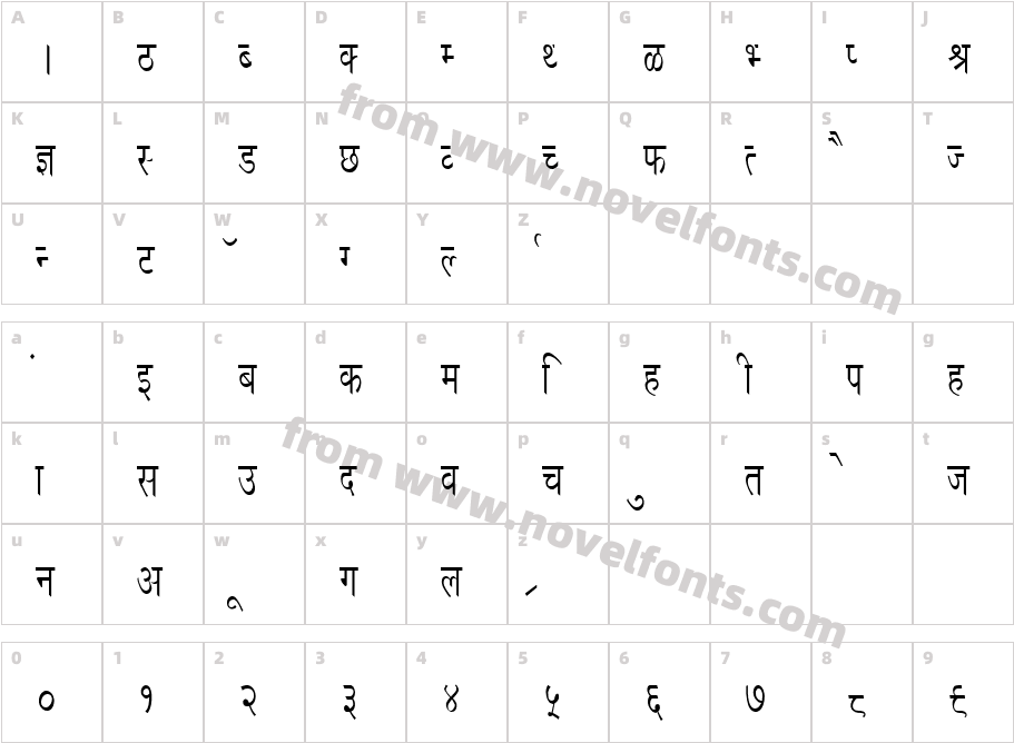 Dev Lys 020 CondensedCharacter Map