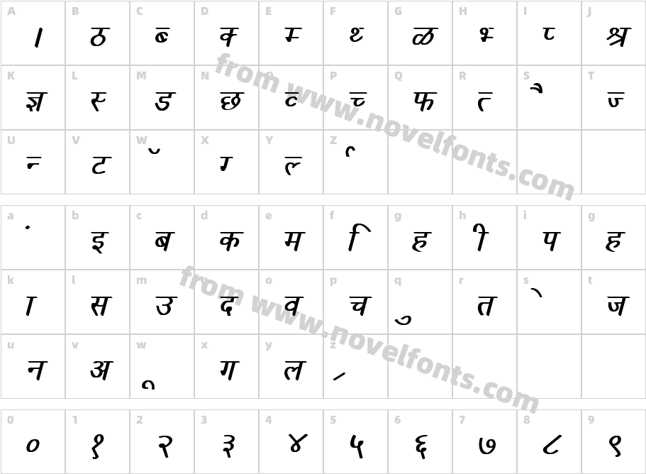 Dev Lys 030 Bold ItalicCharacter Map