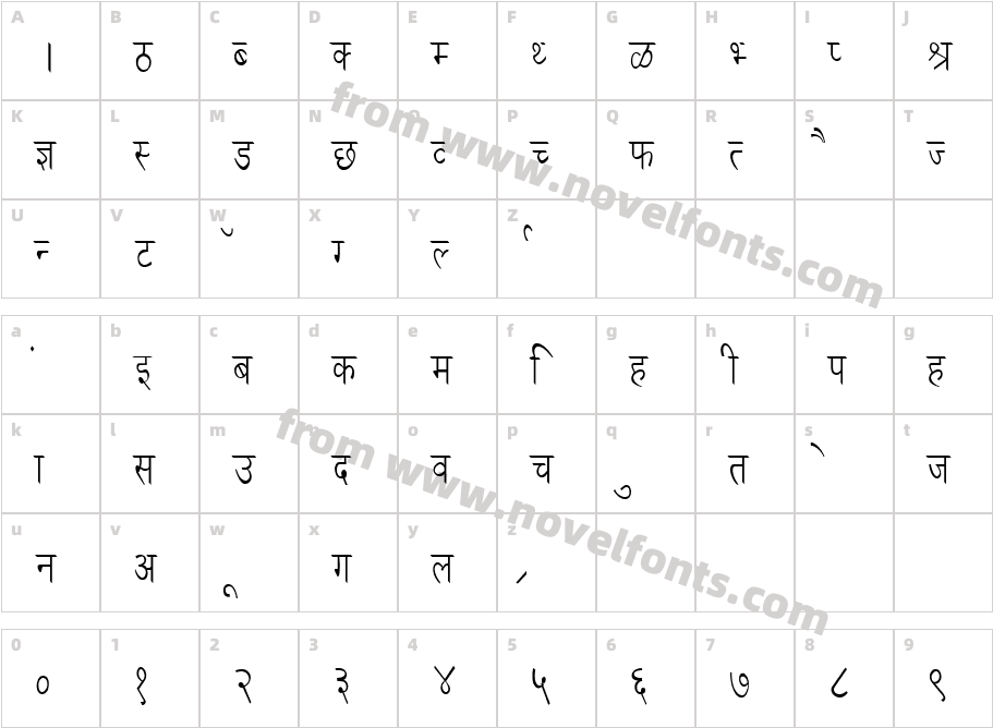 Dev Lys 030 CondensedCharacter Map