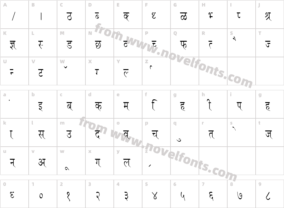 Dev Lys 110 CondensedCharacter Map