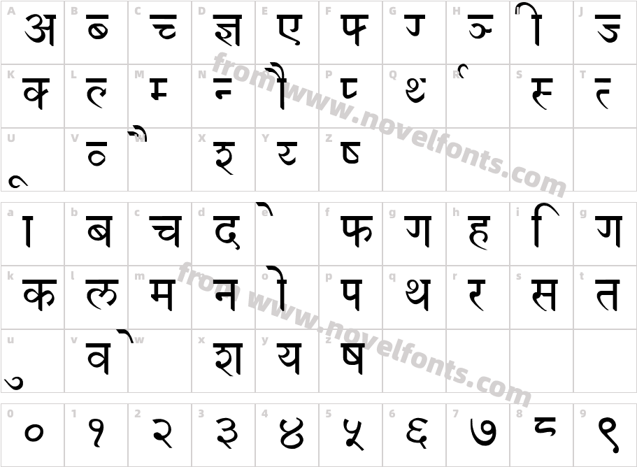 Devanagari NormalCharacter Map