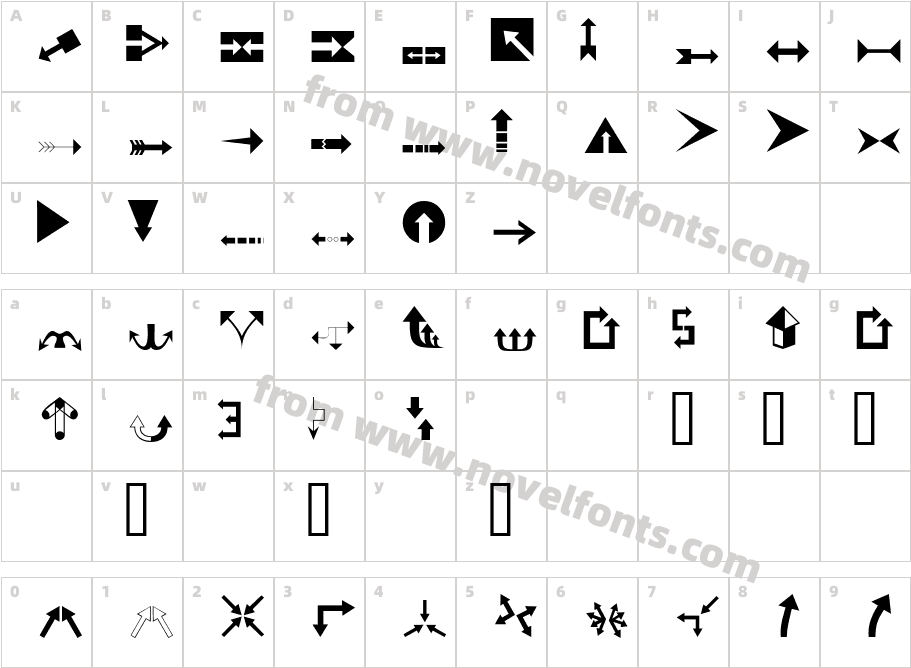 Dexis Dingbats FourSSKCharacter Map