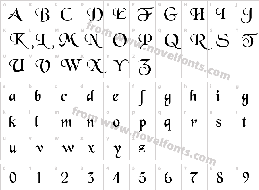 Dickens ScriptSSK RegularCharacter Map