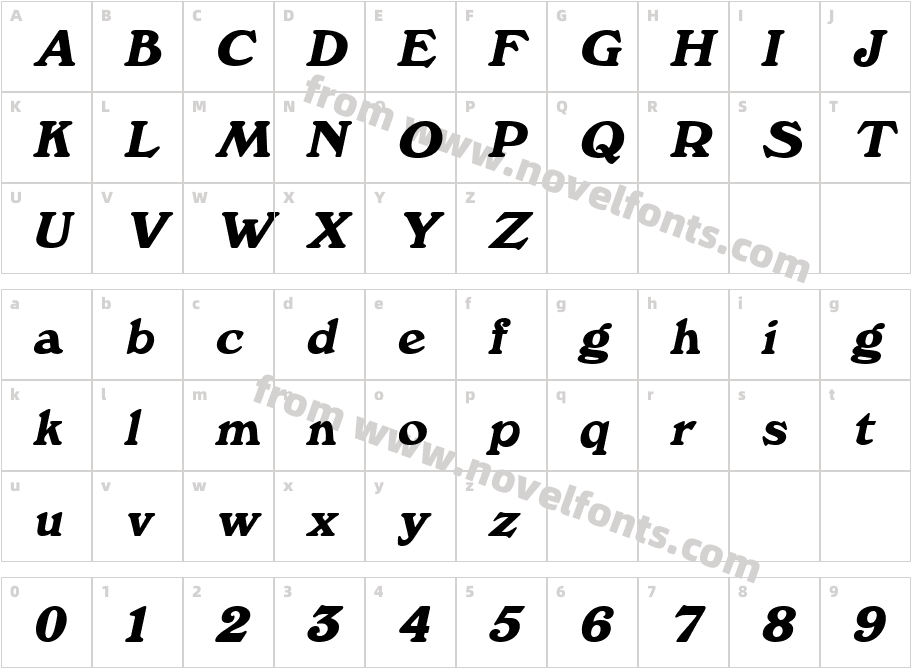 Dictionary ItalicCharacter Map