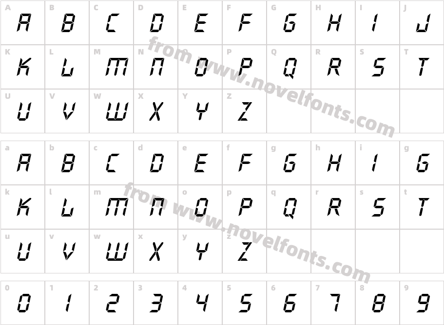 Digiface ItaliqueCharacter Map