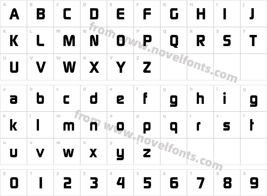 Digital Serial Extra Bold RegularCharacter Map