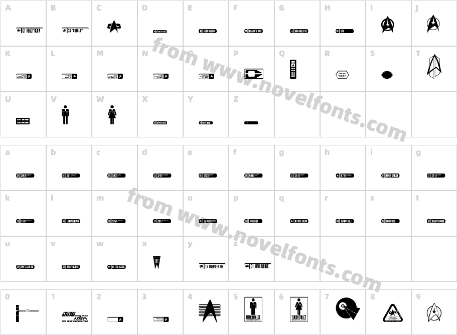 Ding Trek RegularCharacter Map