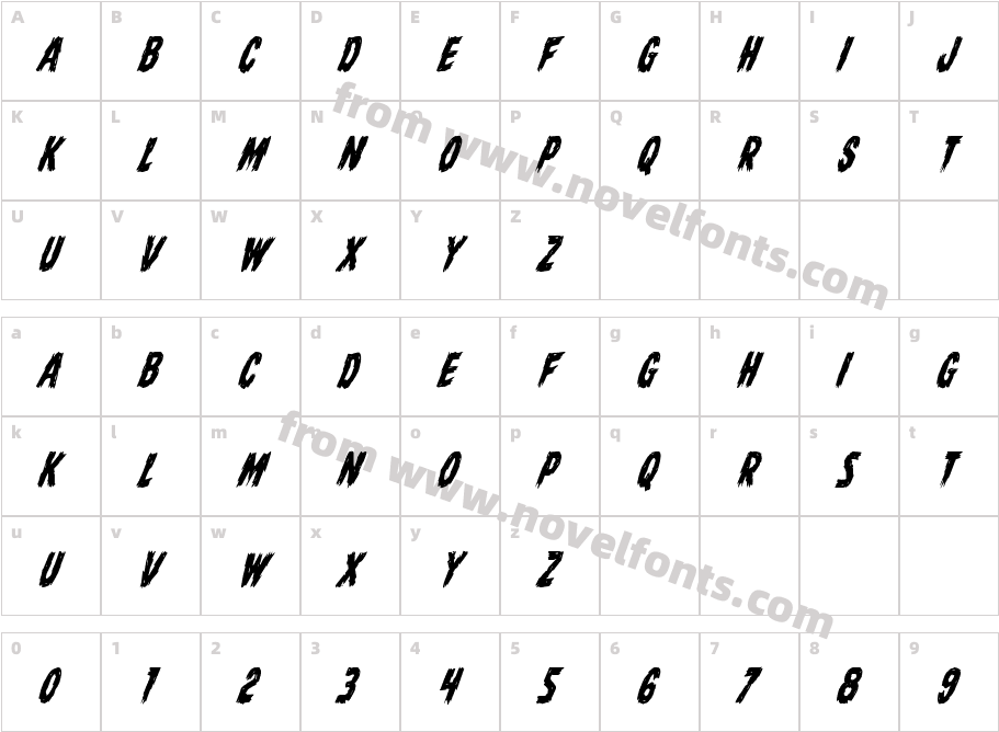 Dire Wolf Condensed ItalicCharacter Map