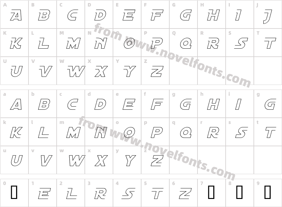 Distant Galaxy Alt Outline ItalicCharacter Map