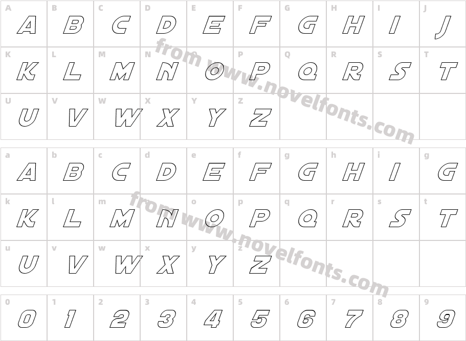 Distant Galaxy Outline ItalicCharacter Map