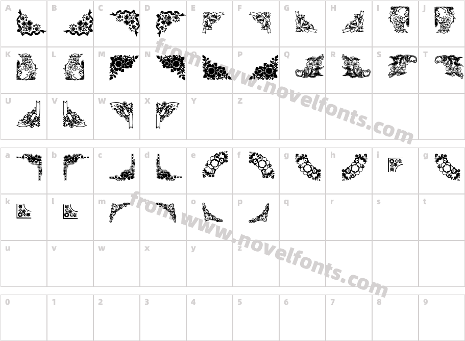 Dizzinz Corners RegularCharacter Map