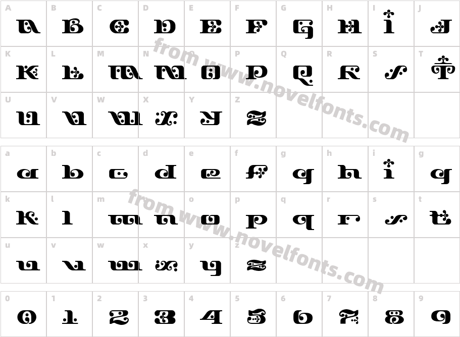 Django BoldCharacter Map