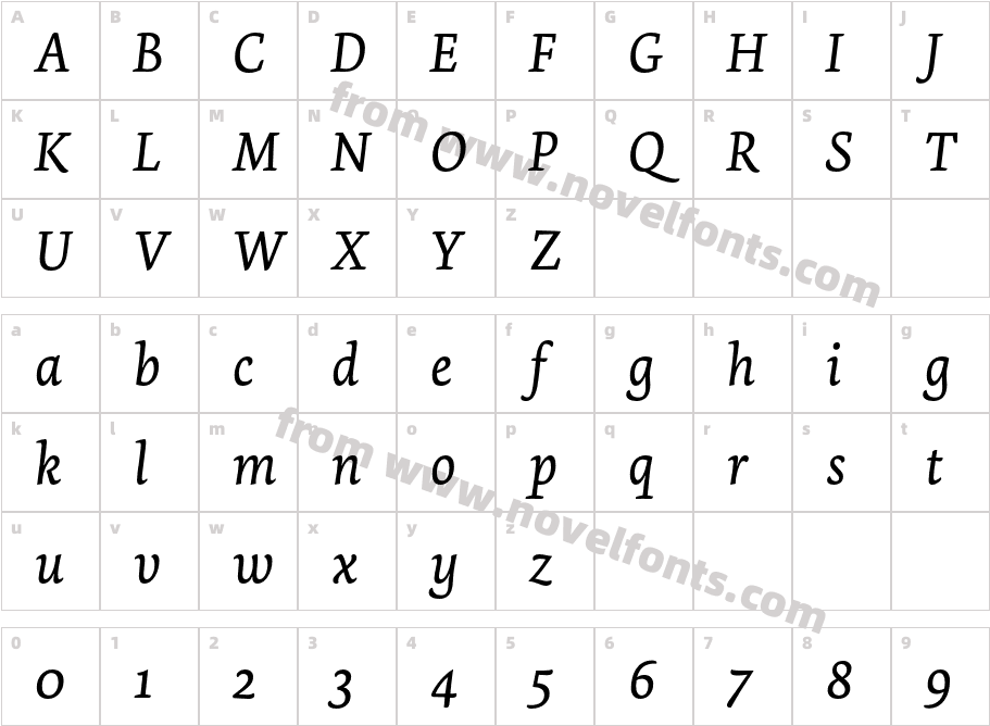 Dolly Pro Regular ItalicCharacter Map