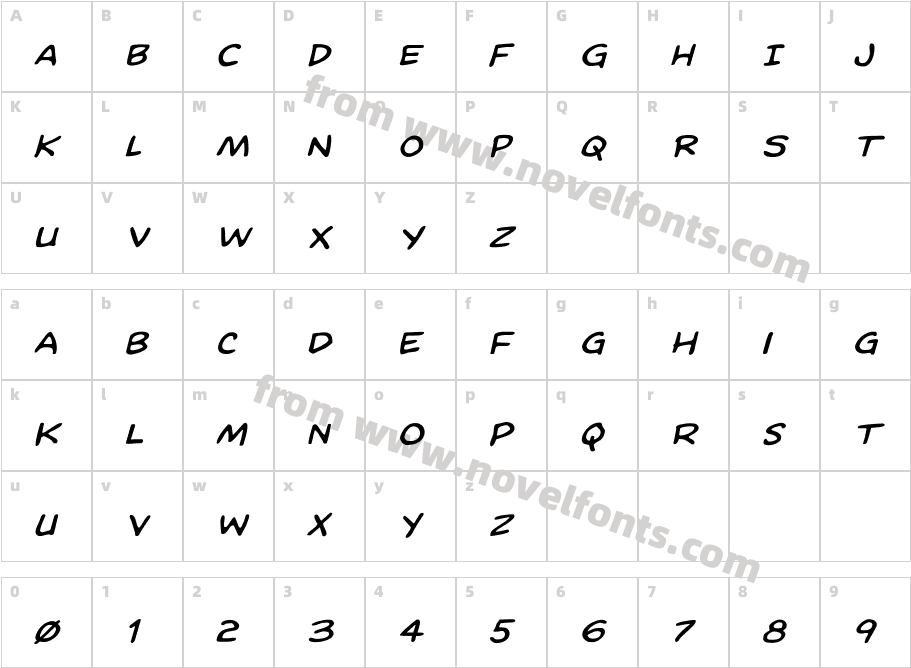 Domino Mask Expanded ItalicCharacter Map