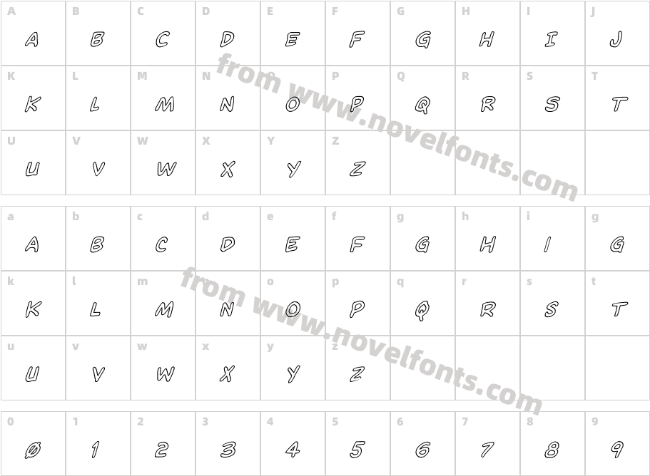 Domino Mask Outline ItalicCharacter Map