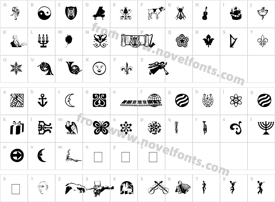 Doodle Dingbats One S SiCharacter Map