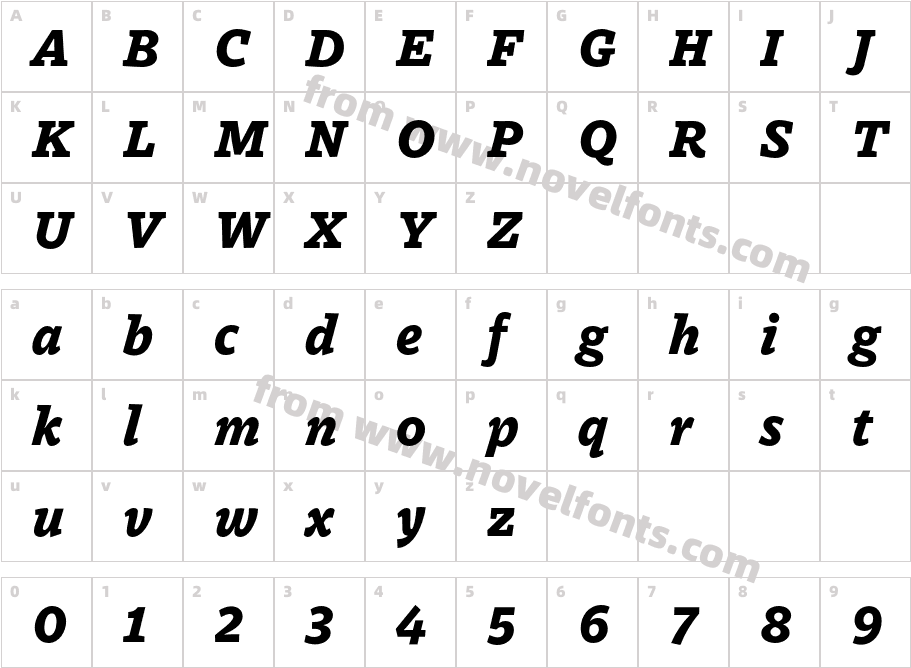 Dovetail MVB Heavy ItalicCharacter Map