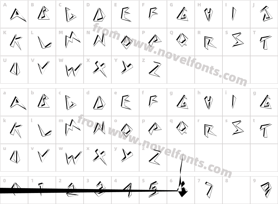 Downbeat RegularCharacter Map