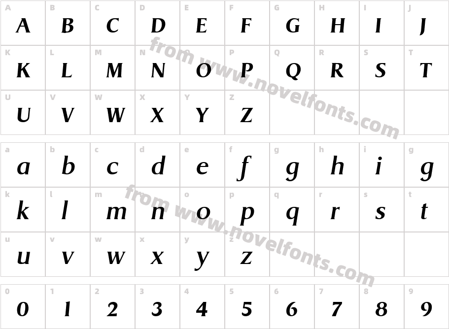 Dragon Serial Bold ItalicCharacter Map