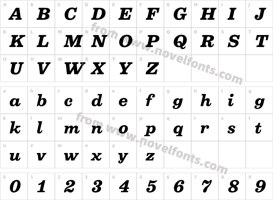 BelizioBoldItalicCharacter Map