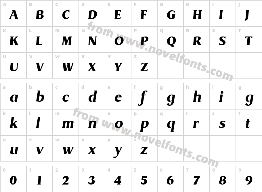 Dragon Serial Heavy Regular ItalicCharacter Map