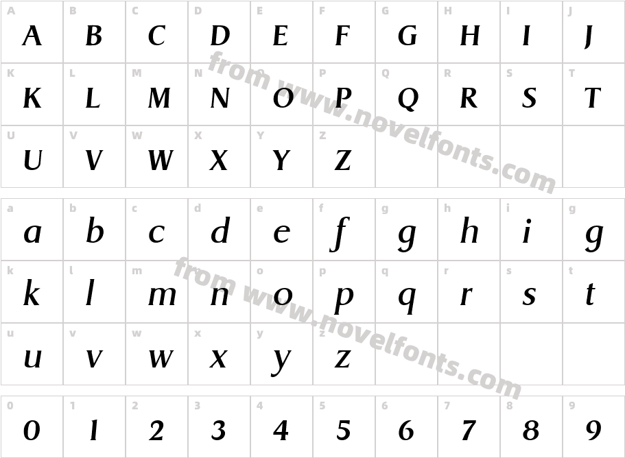 Dragon Serial Medium Regular ItalicCharacter Map