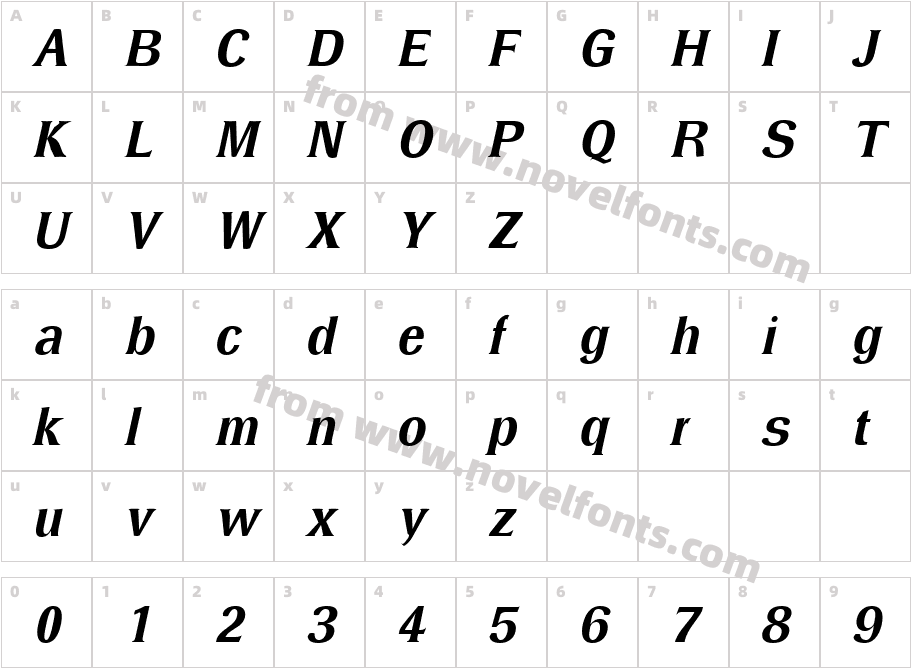 Dressel Medium ItalicCharacter Map